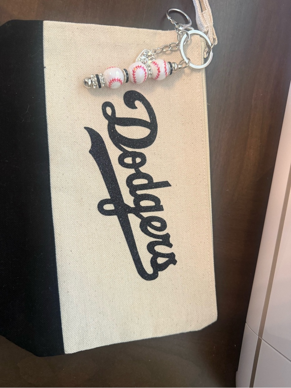 Canvas Wristlet Pouch - White and Black